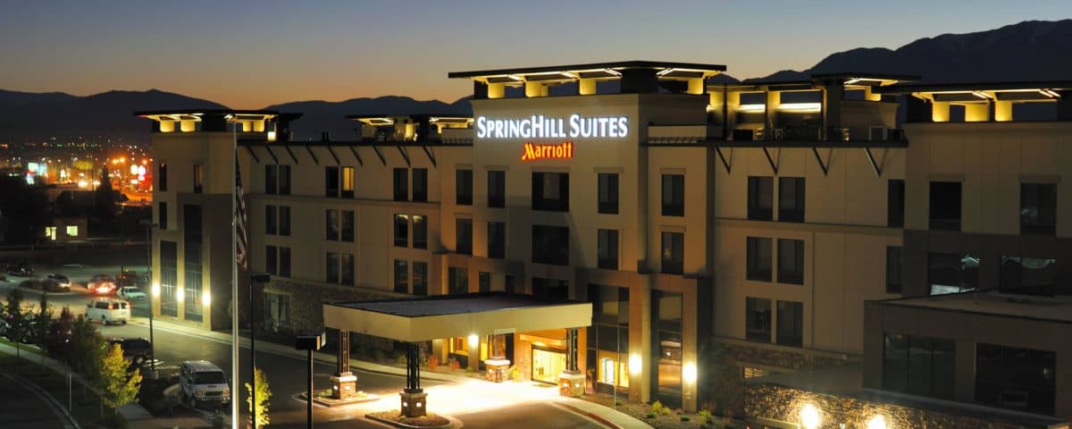 Exterior hotel shot at night 1200x480