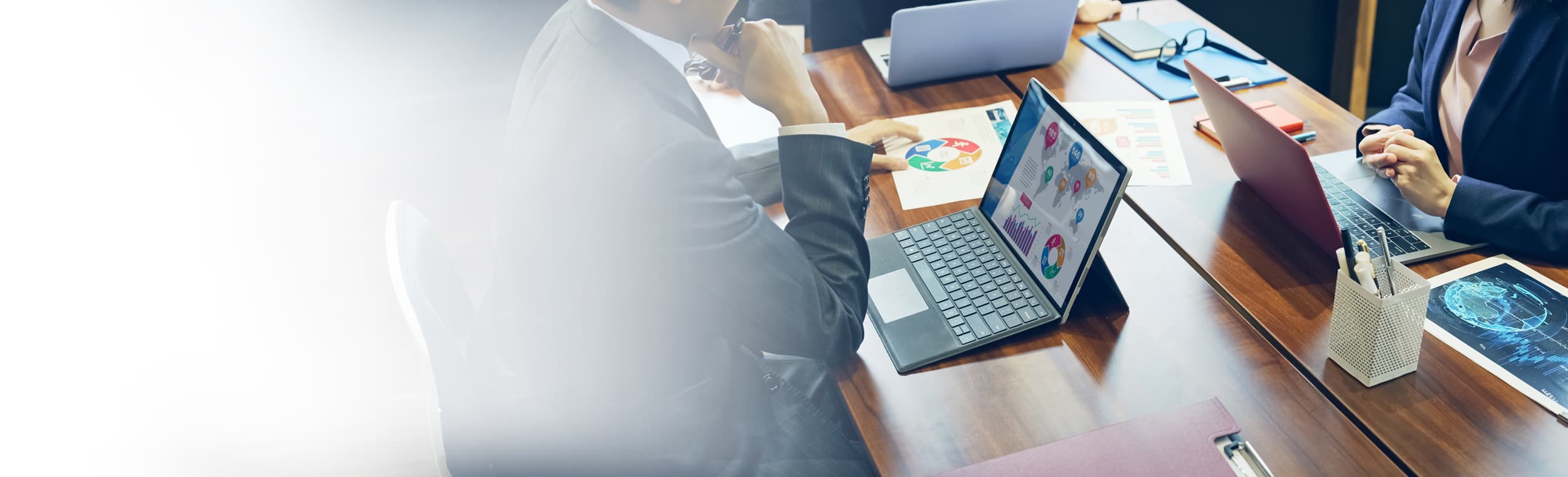 Executives looking at data